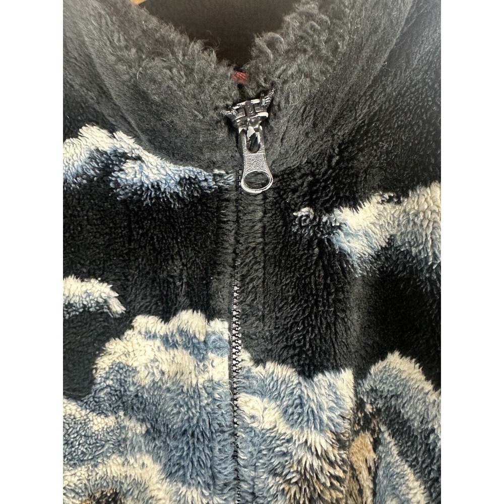 Vtg Mazmania Horse Fleece Sherpa Coat Multicolor Full Zip USA Made Equestrian XL - Picture 6 of 10